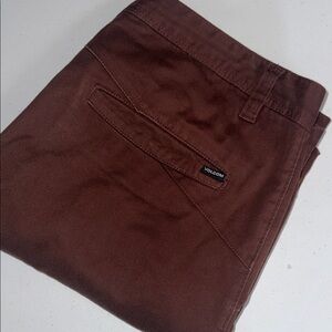Volcom Frickin Modern Fit Chino Pants Mens 36 Brown Repreve Stretch Twill